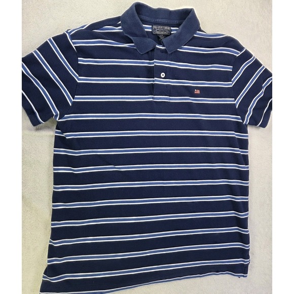 Ralph Lauren Other - Vintage Polo Jeans Co Ralph Lauren Polo Shirt Mens Large Blue Striped RL Flag